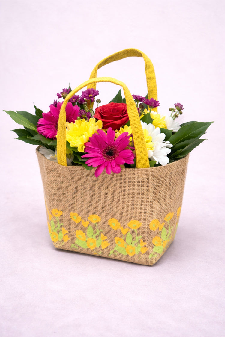 Happy Hessian Floral Tote